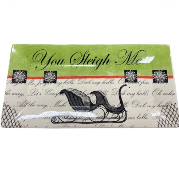 “You Sleigh Me” Christmas Platter by Muse Ware Pottery - Picture 1 of 11